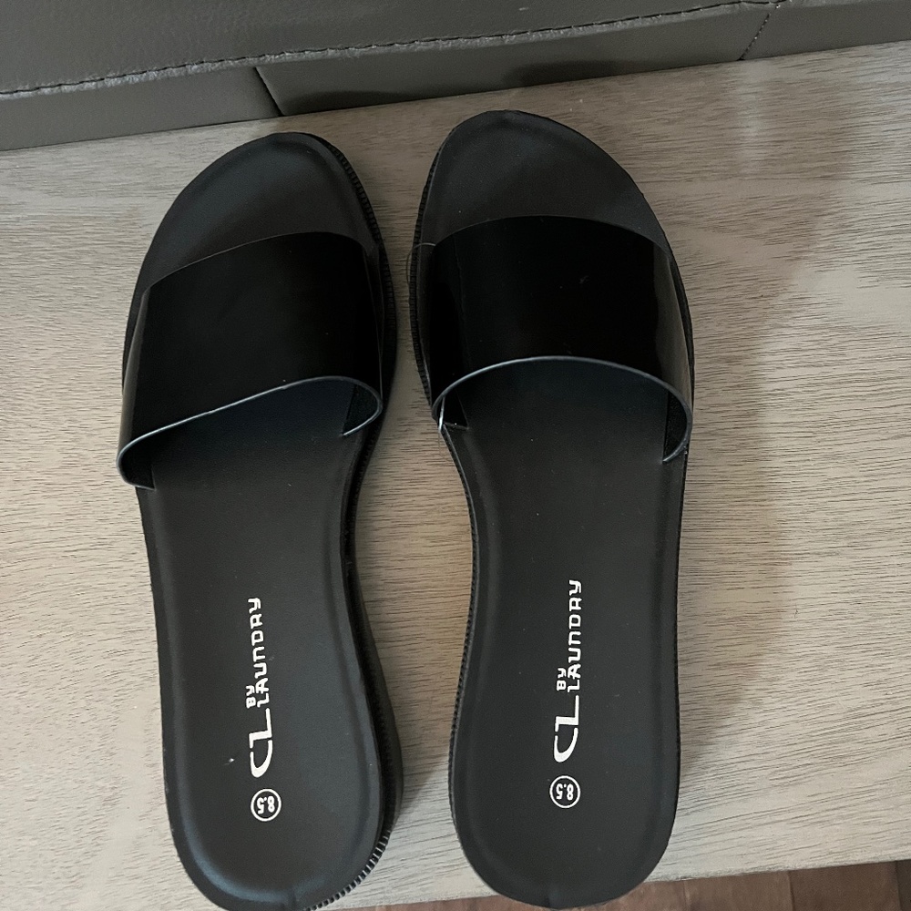CL by Laundry patent slide sandlals NWOT